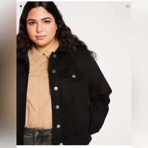 Stretch cropped denim black jacket